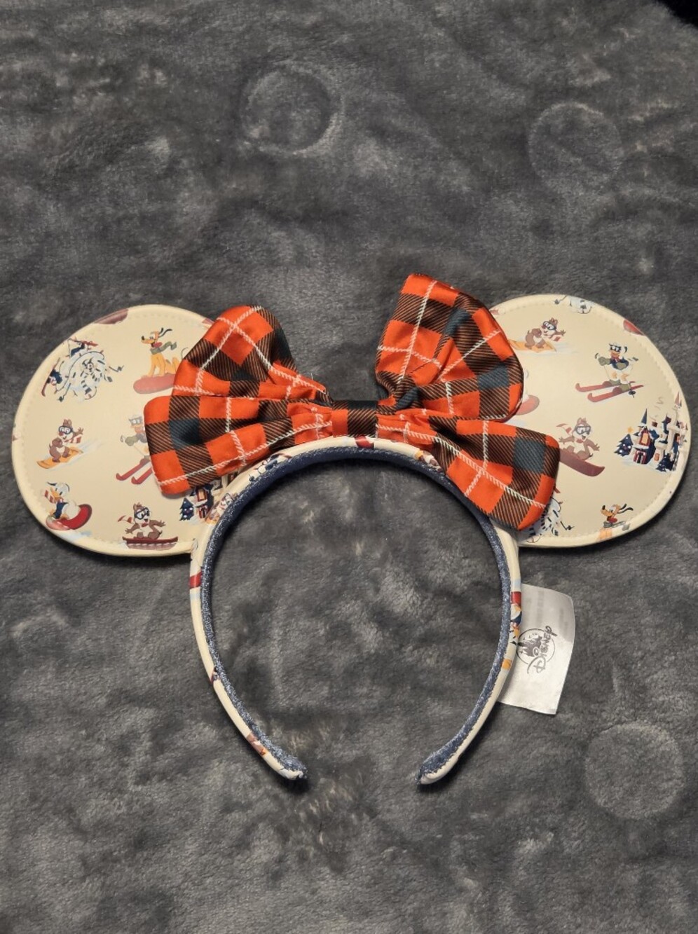 Disney Plaid Bow Minnie Ears Winter Headband